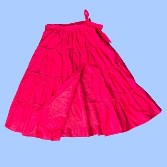Jason Wu Designer Tiered Belted Side Zip Midi Skirt in Hot Pink. Size Small. New - Picture 3 of 15